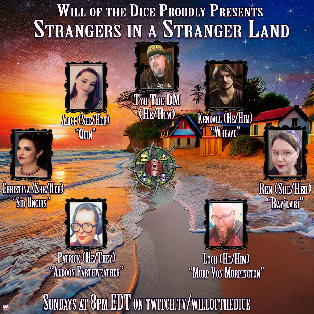Will of the Dice logo with photos of cast members